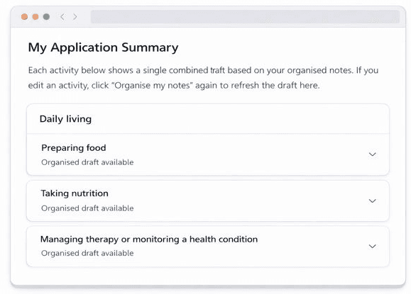 Build a clear application summary